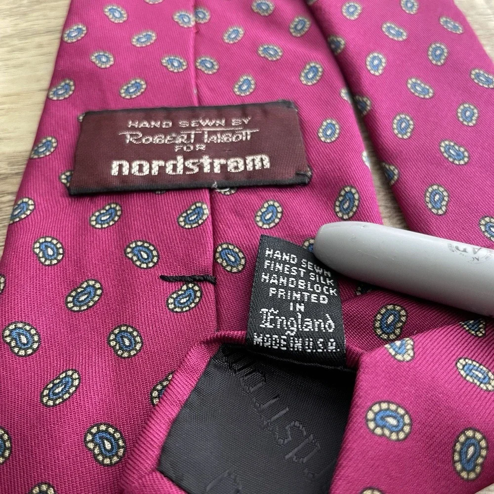 Robert Talbott Nordstrom Hand Sewn Silk Geometric Neck Tie Length 59